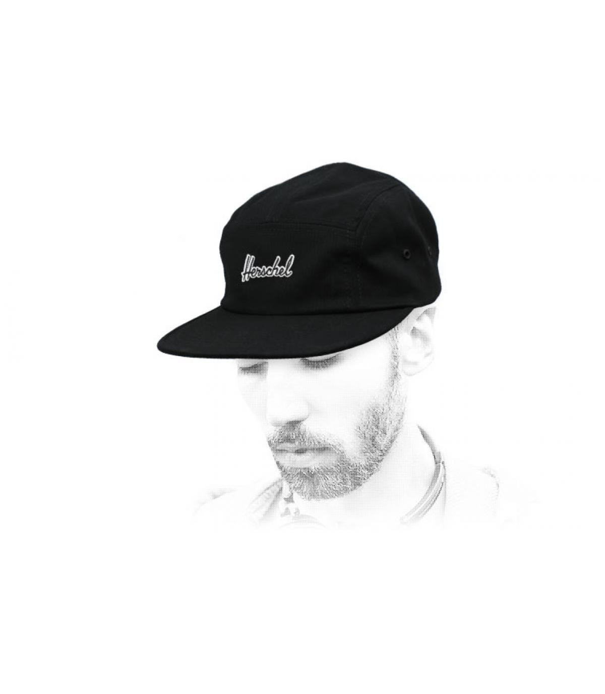 Herschel kap 5 paneel zwart Glendale Embroidery black Herschel kap 5 paneel zwart Glendale Embroidery black